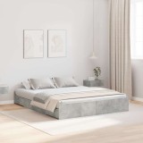 Cumpara ieftin Cadru de pat cu depozitare cu sertar cu headboard cu depozitare Gri beton 150 x 200 cm