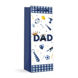 Punga cadou pentru sticle bauturi, Blue Dad - hartie rezistenta (36 x 12.7 x 8.3 cm)