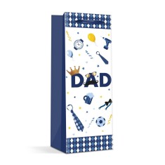 Punga cadou pentru sticle bauturi, Blue Dad - hartie rezistenta (36 x 12.7 x 8.3 cm)