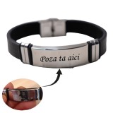 Bratara Model Piele Negru, M4, Personalizata cu Poza ta