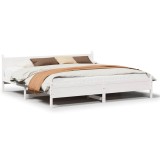 Cumpara ieftin Cadru de pat fara saltea, alb, 200x200 cm, lemn masiv pin