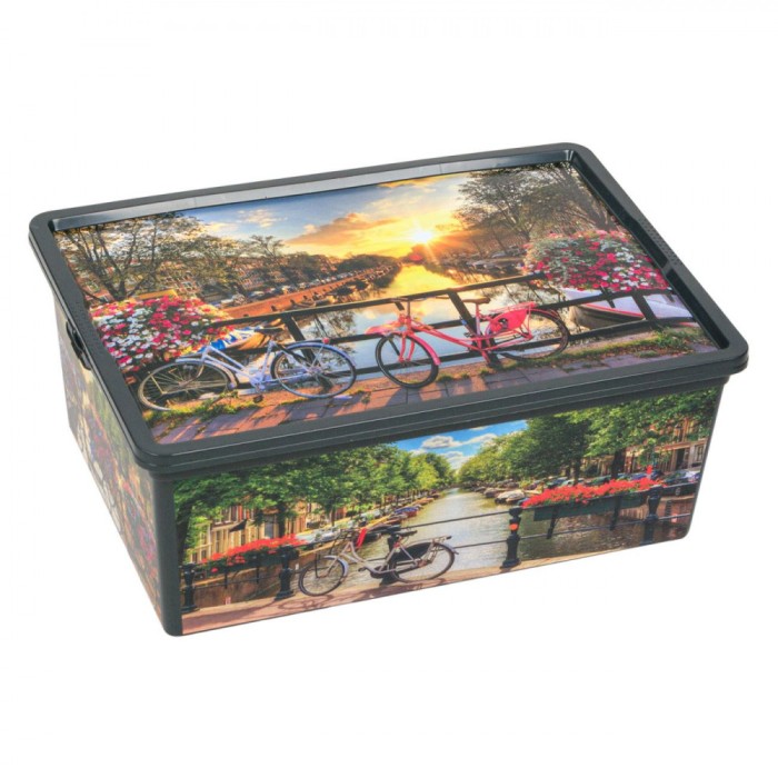 Cutie pentru Depozitare, 10 L, model Amsterdam Bikes, 37x26x14 cm