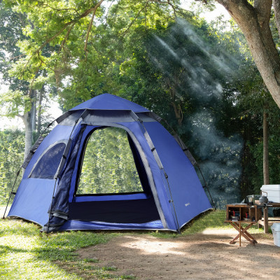 Cort camping Nybro 240 x 205 x 140 cm albastru / gri inchis [pro.tec] HausGarden Leisure foto