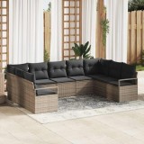 vidaXL Set de canapele pentru grădină cu pernă cu depozitare 9 pcs Gri 3355208
