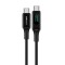 Cablu de date type-c to type-c, fast charging, 100w, 5a, led display, 2m - acefast - black