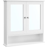 VASAGLE Dulap de baie de perete cu oglinda, 2 usi, compartiment deschis, rafturi reglabile, 13x56x58cm, alb Household NewTrend
