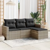 Gossi set canapea de gradina cu perne, 4 piese, gri deschis poliratan