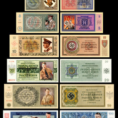 6 Fantezy banknote Bohemia & Moravia ocupatie WW2 Germania