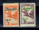 Ungaria 1931 - Zeppelin, dirijabile, serie nestampilata cu sarni