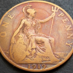 Moneda istorica 1 (One) PENNY - MAREA BRITANIE / ANGLIA, anul 1919 * cod 4088 A