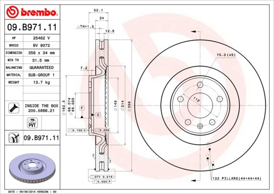 BREMBO 09.B971.11 PRIME LINE - UV Coated Disc frana
