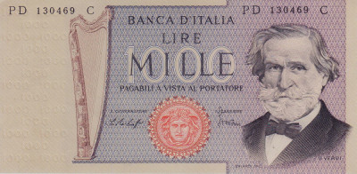Bancnota Italia 1.000 Lire 1979 - P101f UNC ( G.Verdi - semn. Baffi/ Stevani ) foto