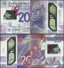 SCOTLAND SCOTIA ? bancnota ? 20 Pounds ? 2019 2020 ? POLYMER CLYDESDALE BANK UNC foto