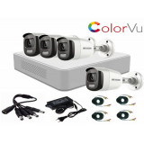 Sistem supraveghere video Hikvision 4 camere 2MP ColorVU FullTime FULL HD , accesorii incluse SafetyGuard Surveillance