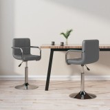 Cumpara ieftin Scaune de bucătărie pivotante, 2 buc., gri, piele artificială