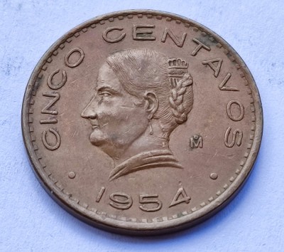 84. Moneda Mexic 5 centavos 1954 foto