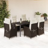 vidaXL Set mobilier de grădină cu perne, 7 piese, maro, poliratan 3213209