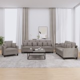 vidaXL Set de canapele cu perne, 3 piese, gri taupe, textil 3201639