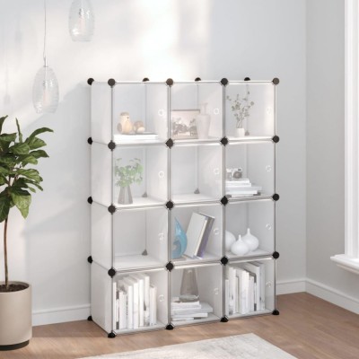 Organizator cub de depozitare cu uși, 12 cuburi, transparent PP foto