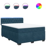 Cumpara ieftin Pat box spring cu saltea, albastru, 140x200 cm, catifea