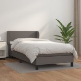 Cumpara ieftin Pat box spring cu saltea, gri, 80x200 cm, piele ecologică