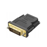 Cumpara ieftin Adaptor HDMI mama la DVI tata, 24+1 pini, compatibil Full HD 1080p, conectori placati cu aur, negru