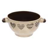 Bol Ceramic, Model Cu Inimi, Culoare Bej, Capacitate 650ml