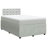 Cumpara ieftin Pat continental cu saltea, gri deschis, 120x200 cm, catifea