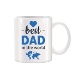 Cana alba ceramica personalizata Best Dad in the World, INOVATIX&reg;. 330ml