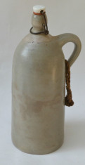 Recipient, butelca, damigeana ceramica glazurata veche cu dop de portelan 2L foto