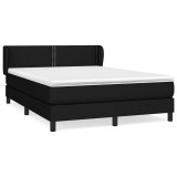 Cumpara ieftin Pat box spring cu saltea, negru, 140x200 cm, material textil