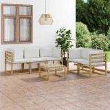 VidaXL Set mobilier de grădină cu perne crem, 6 piese