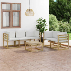 vidaXL Set mobilier de grădină, 6 piese, cu perne crem foto