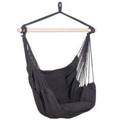 Hamac tip leagan suspendat pentru casa sau gradina, gri inchis cu perne, 130x100cm, 150kg Household NewTrend