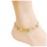 Bratara dubla de glezna placata cu aur Pearls