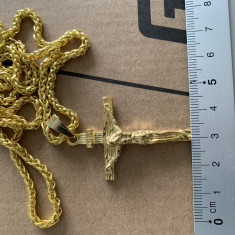 medalion crucifix colier placat aur unisex lant 60 cm
