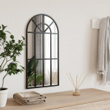 Oglinda de perete, negru, 30x60 cm, arcuita, fier GartenMobel Dekor, vidaXL