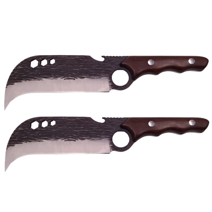 Set doua cutite macelarie DEPOX&reg;, lucrate manual, Claw of Osaka, 27.5 cm, maro, teaca piele