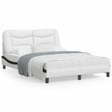 VidaXL Cadru de pat cu LED, alb și negru, 120x200 cm, piele ecologică