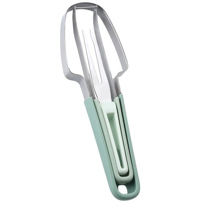 Taietor Decojitor pentru Pepene, Cyrax, pentru Legume si Fructe, Multifunctional, Set din 3 Parti, Otel Inoxidabil si Plastic PP, 22.5 x 7 cm Verde foto