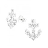 Cercei argint, Ancora cu cristale Swarovski White, A4S32812-1