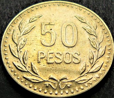 Moneda exotica 50 PESOS - COLUMBIA , anul 1991 * cod 5087 = A.UNC foto