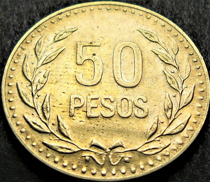 Moneda exotica 50 PESOS - COLUMBIA , anul 1991 * cod 5087 = A.UNC