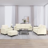 VidaXL Set de canapele cu perne, 4 piese, crem, catifea