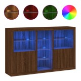 Servanta cu lumini LED, stejar maro, 162x37x100 cm