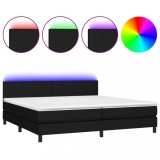 Cumpara ieftin Pat cu arcuri, saltea si LED, negru, 200x200 cm, textil
