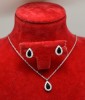 Set Argint 925 Rodiat Onix Negru: Lantisor, Pandantiv &amp; Cercei - Argintboutique, 2.64g, 45cm lantisor