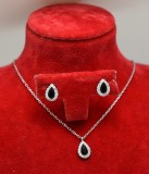Set Argint 925 Rodiat Onix Negru: Lantisor, Pandantiv &amp; Cercei - Argintboutique, 2.64g, 45cm lantisor