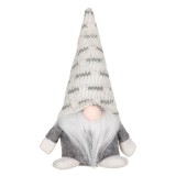 Figurina Gnome de Craciun cu Caciulă Albă și Tinsel Argintiu 18cm, CMCLASS