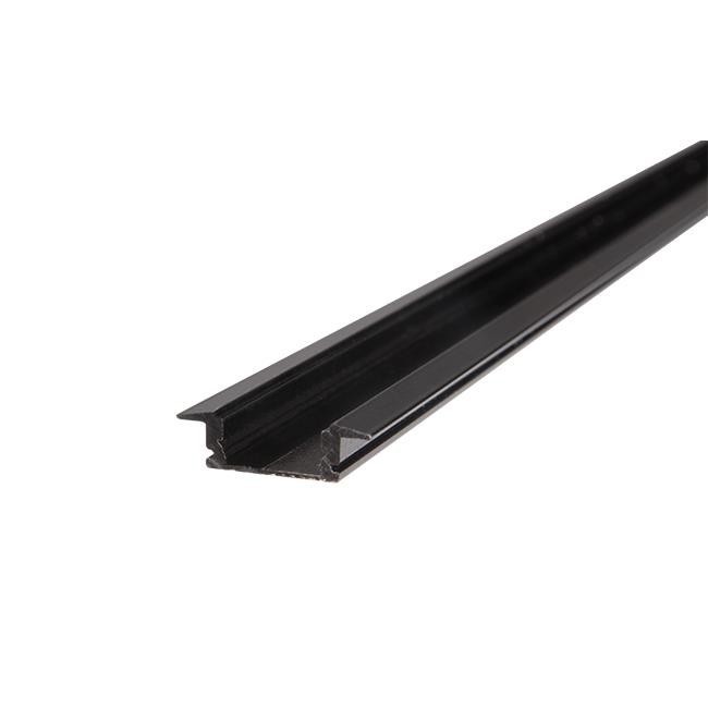 Profil aluminiu anodizat, montare banda LED 12 mm, lungime 2 metri, negru